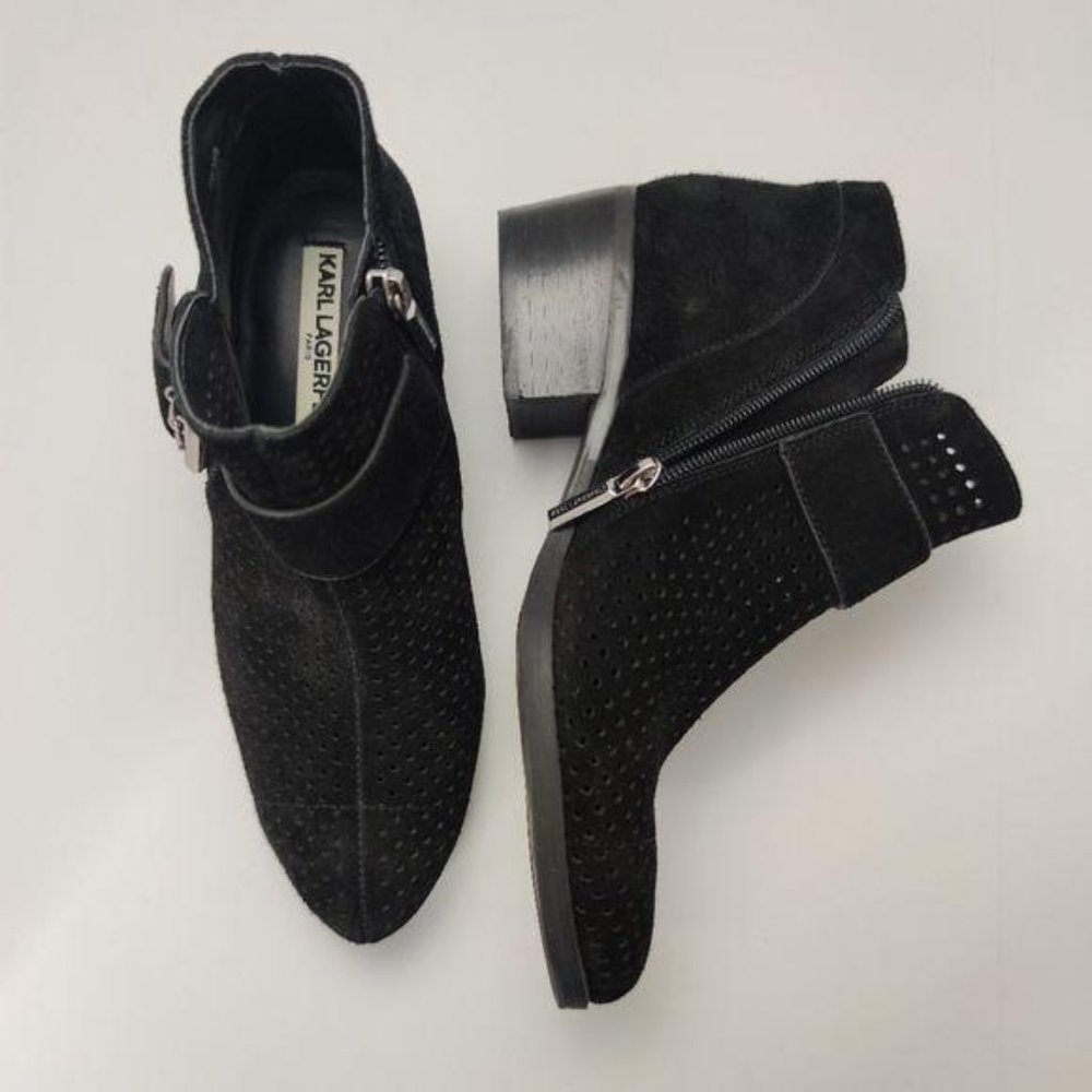Karl Lagerfeld Black Amica Ankle Booties Size 7